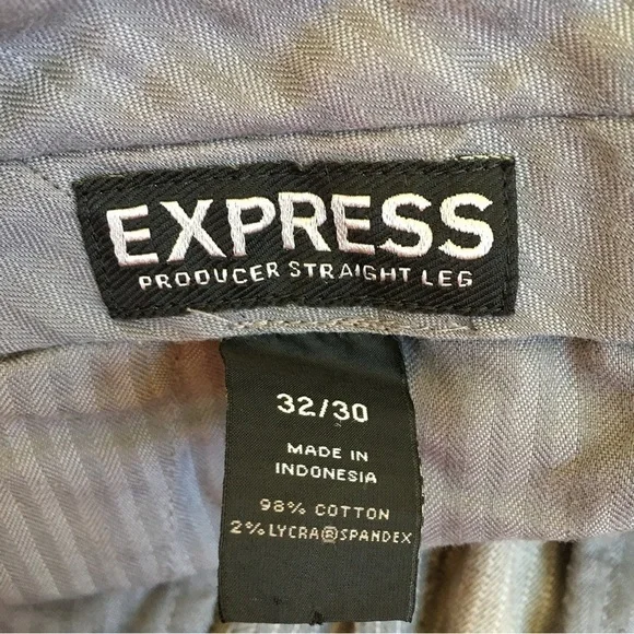 Express Producer Straight Leg Flat Front Gray Striped Pants - Picture 5 of 15